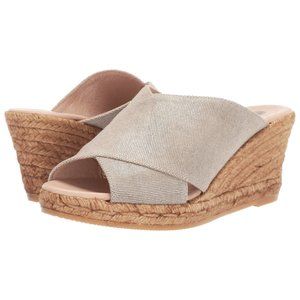 NEW Eric Michael Women Florence Crisscross Strap Slide Jute Wedge Platform Peep